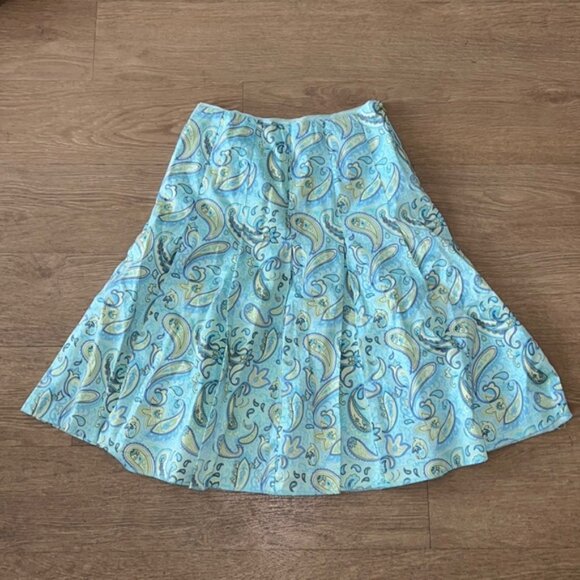 Tommy Hilfiger blue and green pleated midi skirt with paisley print - Picture 1 of 2